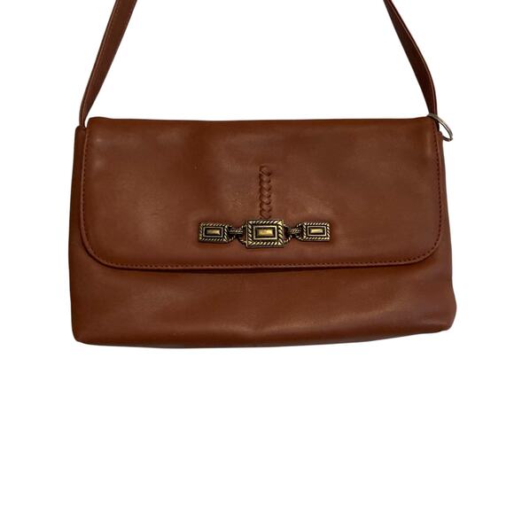 Y2K Reflexions by Montana Silversmiths Brown Leather Flap Shoulder Handbag Purse - Picture 4 of 13